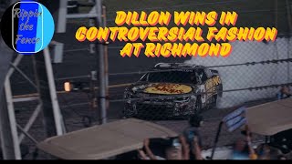 Austin Dillons Loses Playoff Birth with Richmond Win  NASCAR Richmond Race Review [upl. by Leorsiy951]