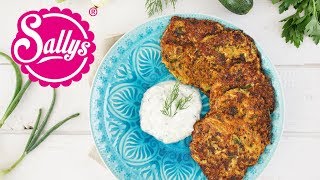 Zucchinipuffer mit ZitronenJoghurtdip  Mücver  Sallys Welt [upl. by Darbie23]