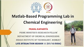 NPTEL  MATLAB Based Programming Lab in Chemical Engineering  Week 11 [upl. by Vidal]