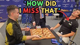 What did Nepo say that made Carlsen go back in his chair  Carlsen vs Nepo  World Blitz 2023 [upl. by Ycnaffit]