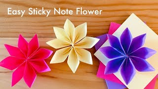 Origami Flower  Clematis  Sticky Note Origami Origami with sticky notes Origami easy Diy Crafts [upl. by Oiramat]