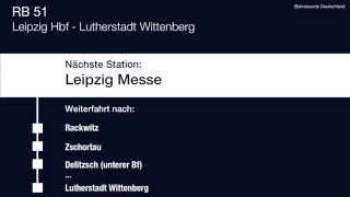 DB Regio  Ansagen RB 57 Leipzig Hbf  Lutherstadt Wittenberg [upl. by Lukey]
