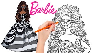 How to Draw Barbie 65th Anniversary series  cute and positive Brooklyn [upl. by Nyleimaj]