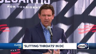 CloseUp DeSantis ‘slitting throats’ comment prompts union rebuke [upl. by Yrrak]