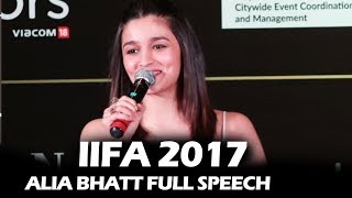 Alia Bhatts FULL SPEECH  BEST Moments  IIFA 2017 Press Conference [upl. by Briana]