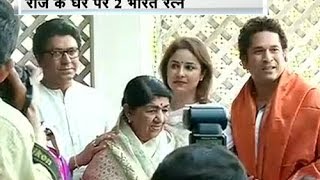 Lata Sachin meet at Raj Thackerays house [upl. by Efioa712]