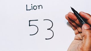 How To Draw A Angry Lion From Number 53  How To Make A Lion Drawing Step By Step [upl. by Towroy]