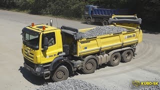 TATRA Phoenix E6 8x8 with Meiller kipper tipper trailer unloading macadam [upl. by Eyram]