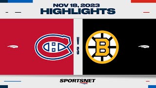 NHL Highlights  Canadiens vs Bruins  November 18 2023 [upl. by Orpha]