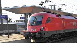 Bahnhof Rankweil 2 schnelle Durchfahrten IC119 Bodensee mit ÖBB Schachbrett 1144 amp Lokzug [upl. by Turnbull]