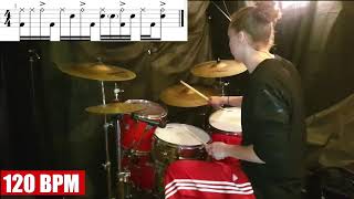 Syncopated Off Beat Groove I Drum Lesson [upl. by Rosel]