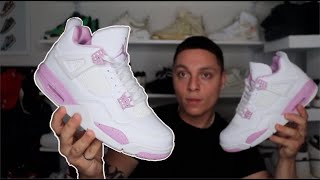 FIRST LOOK Air Jordan 4 Pink Oreos Review  ON FOOT [upl. by Ellekcim]