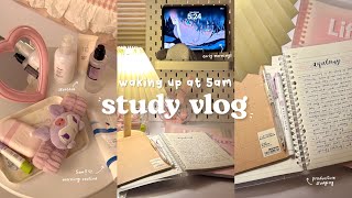 5am study vlog 🍵📔 5am morning routine cafe study lots of studying hauls and more [upl. by Llertrac]