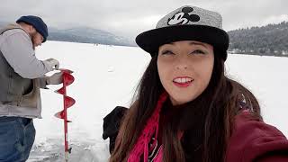 Ice Fishing Cocolalla Lake Day 1 [upl. by Anirehs528]