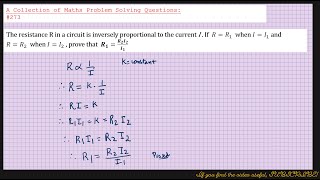 A Collection of Maths Problem Solving Questions273 Inverse Proportion [upl. by Lahsiv]