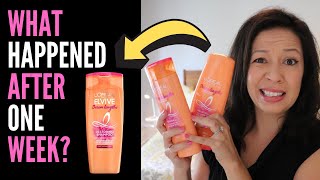 HAIR DAMAGE SUFFERER REVIEWS LOREAL ELVIVE DREAM LENGTHS SHAMPOO  CONDITIONER Olaplex DUPE [upl. by Stochmal]