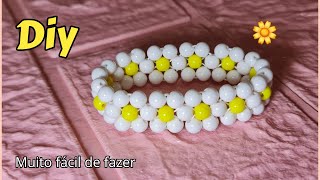 Pulseira flor de MiçangaPérola🌸Como fazerPasso a passo bem detalhado [upl. by Arluene]