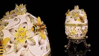 White Faberge Egg with Bees and Flowers Limited Edition by Keren Kopal [upl. by Guild27]