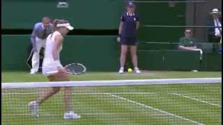 Bouchard beautiful backhand  Wimbledon 2014 [upl. by Dnalloh]