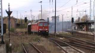 Ausfahrt BR 232 6684 aus Hoyerswerda Bahnhof Richtun Görlitz  Horka mit Schublok BR 298 3260 [upl. by Vladimir]