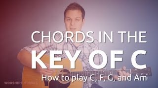 Guitar Lesson How to Play Chords in the Key of C C F G and Am [upl. by Supat459]