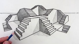 How to Draw Stairs Step by Step in 2Point Perspective [upl. by Lorna]