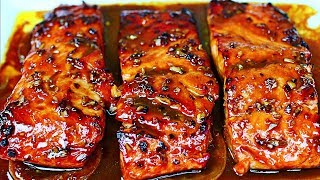 Honey Garlic Glazed Salmon Recipe  Easy Salmon Recipe [upl. by Abell]