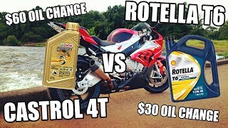 Rotella T6 vs Castrol 4T Oil Comparison  S1000RR [upl. by Eisus]