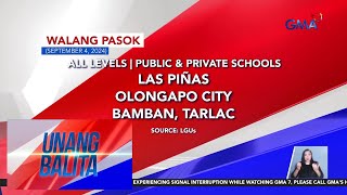 Walang pasok as of 732 AM September 4 2024  Unang Balita [upl. by Benoit]