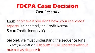 FDCPA Case Decision Dont rely on Credit Karma and how does a 1692e8 violation work [upl. by Dorree]