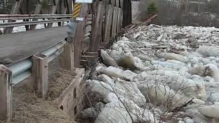 Ice jam breaks SteMariedeKent bridge [upl. by Arok706]