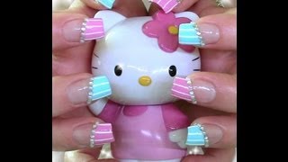 Perlen  Strass Nageldesign in Rosa Blau zum selber machen für Anfänger  Nail Art Design Tutorial [upl. by Aleka852]