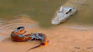 Electric Eel Gives 860 Volts Shock To Crocodile [upl. by Ledniahs]