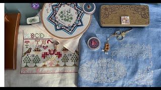 176 Xstitch 📓 HATS New start Chatelaine Flower Star 2 Roses Blanches [upl. by Hanafee]