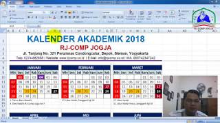 MEMBUAT Kalender Akademik OTOMATIS menggunakan Microsoft Excel [upl. by Anilos628]