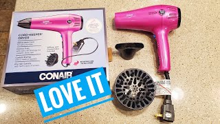 CONAIR Ionic Ceramic Hair Dryer CordKeeper Review Blow Dryer [upl. by Barbarese]