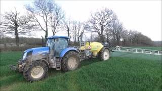 Fongicide sur blé New Holland t7185 et arland expert 3528 DJI Phantom 3 Pro [upl. by Aelhsa439]