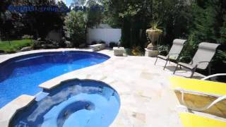 French pattern travertineswimming pool patio spill over spa long island 631 5431177 Gappsi [upl. by Dabbs]