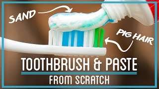 Pig Hair Toothbrush and Sand Toothpaste Teeth Cleaning from Scratch [upl. by Ennaear]