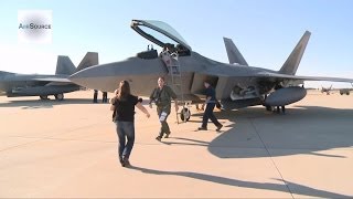 F22 Raptors  27th Fighter Squadron Returns to Langley [upl. by Nauqan]