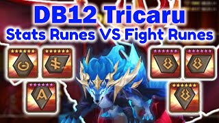 DB12 Tricaru Stats Runes VS Fight Runes  Summoners War [upl. by Evatsug]