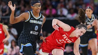 Chicago Skys Diamond DeShields responds to toxic fan after hard foul on Caitlin Clark [upl. by Skantze66]