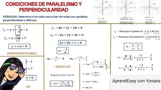 RECTA Paralelismo y perpendicularidad entre rectas Ángulo entre Rectas FÁCIL 4 ejemplos [upl. by Khalil418]