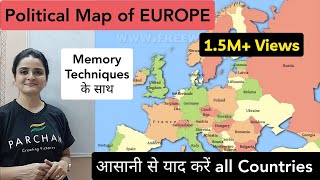 World Map EUROPE Political Map  Learn all countries on map  Parcham Classes Maps [upl. by Radcliffe]