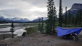 How I Set Up a Motorcycle Tarp Shelter in the Wild  DR650 Alaska Motorcycle Camping Trip [upl. by Ydennek]