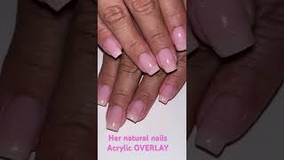 Acrylic overlay natural nails shorts nails nailart [upl. by Corinna]