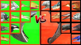 AQUATIC TOURNAMENT Mosasaurus ARK VS Megalodon VS Helicoprion VS Tylosaurus VS Shonisaurus in ARBS [upl. by Inafit963]