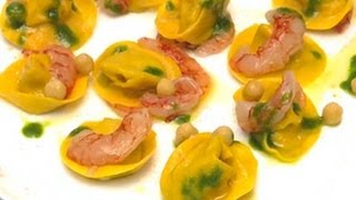 Pasta fresca TORTELLI ai CECI fatti a mano con gamberiuChefTV [upl. by Ensign]