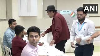 Veteran actor Dharmendra casts his vote at a polling booth in Mumbai [upl. by Kerstin155]