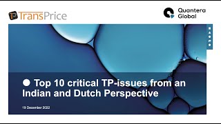 Top 10 critical Transfer Pricing issues from an Indian and Dutch perspective [upl. by Di]